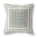 Palacedesigns 16 in. Block Indoor & Outdoor Zippered Throw Pillow White & Blue PA3650673